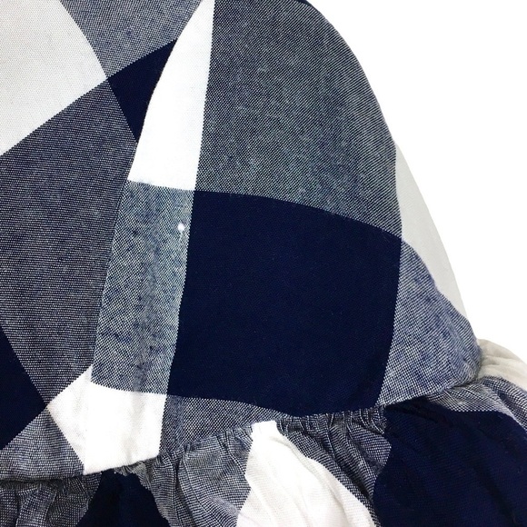 CROWN & IVY Top Blouse Check Plaid Print Gingham Ruffle 3/4 Sleeve Size Small - Picture 9 of 10